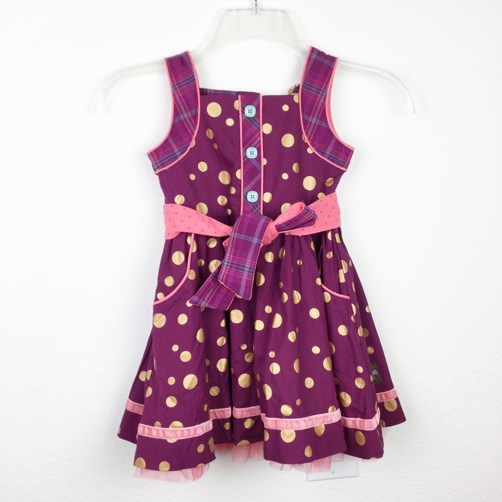 Matilda Jane Girls Purple Gold Polka Dots Dress